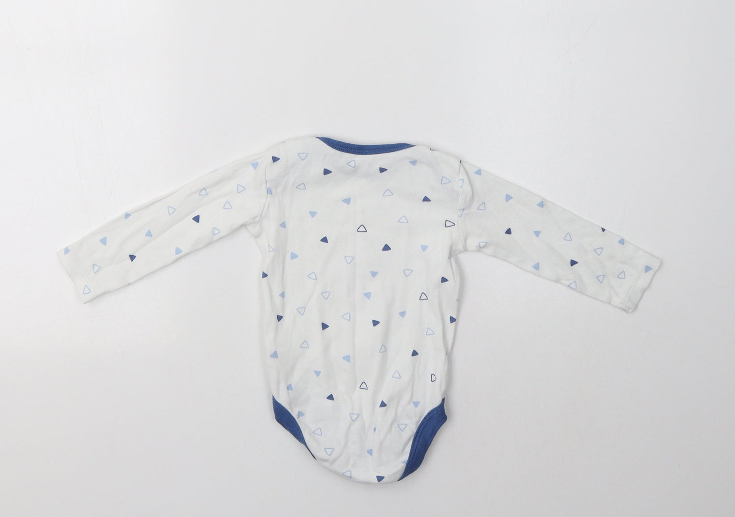 TU Baby White Geometric Cotton Romper One-Piece Size 6-9 Months