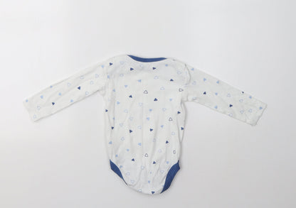 TU Baby White Geometric Cotton Romper One-Piece Size 6-9 Months