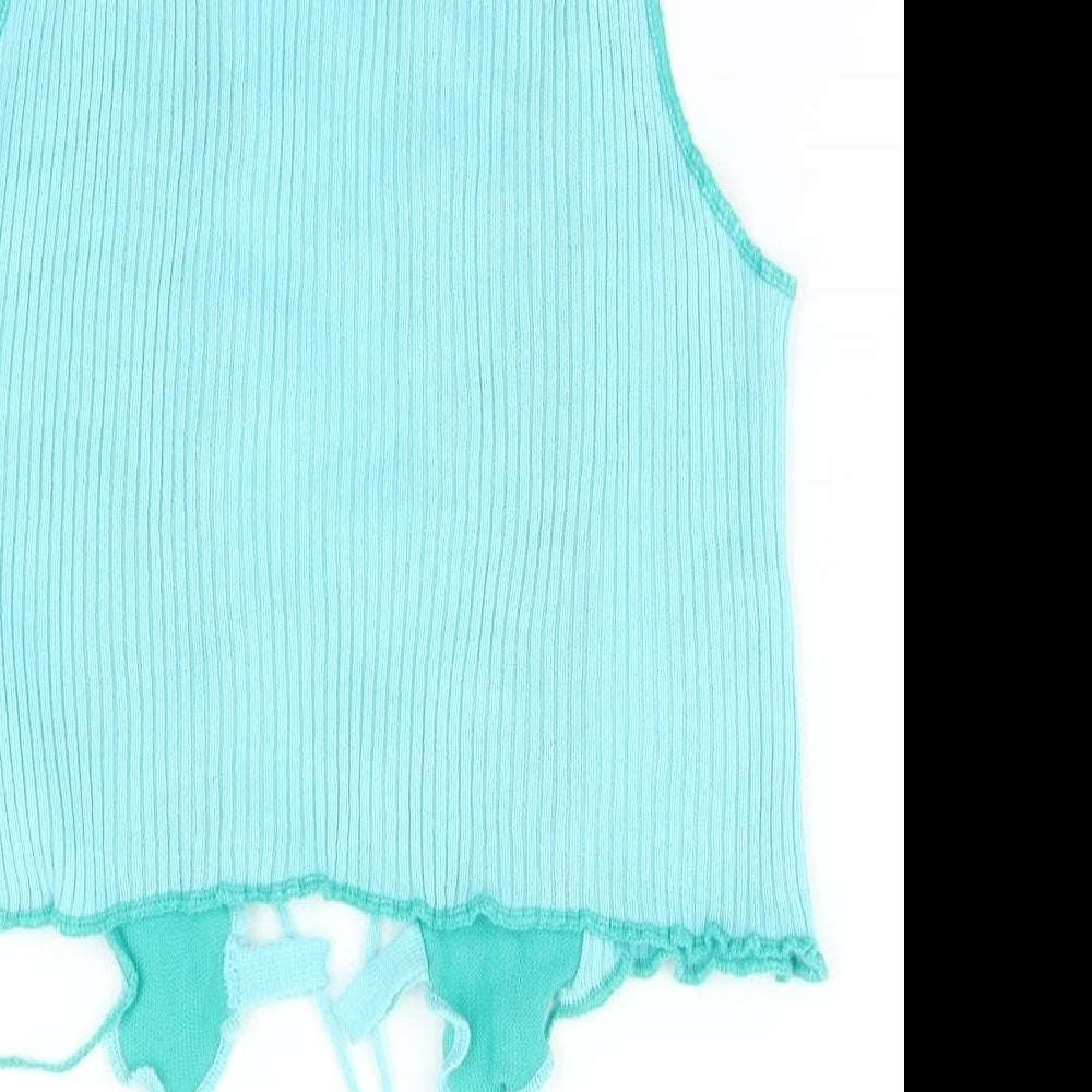 Boohoo Womens Green  Acrylic Basic T-Shirt Size M V-Neck