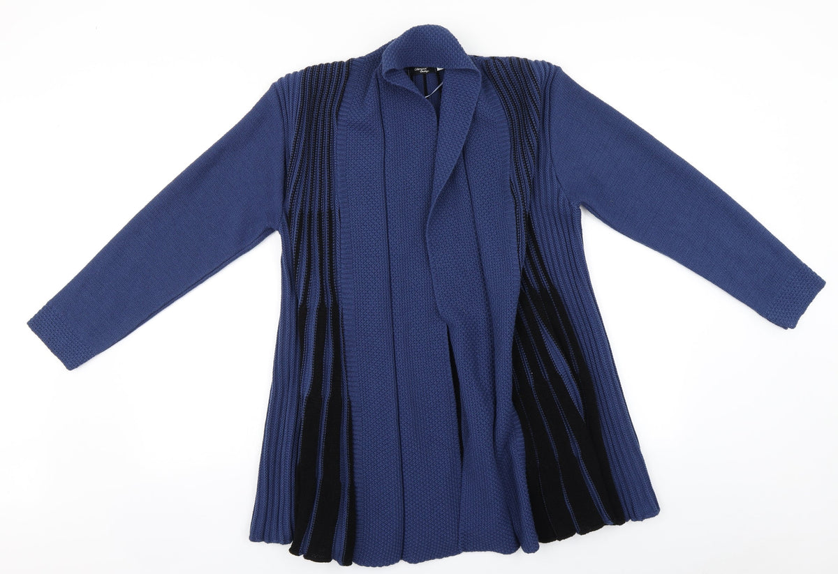 Additional front view of Glimpse Design women’s blue overcoat coatigan, size S