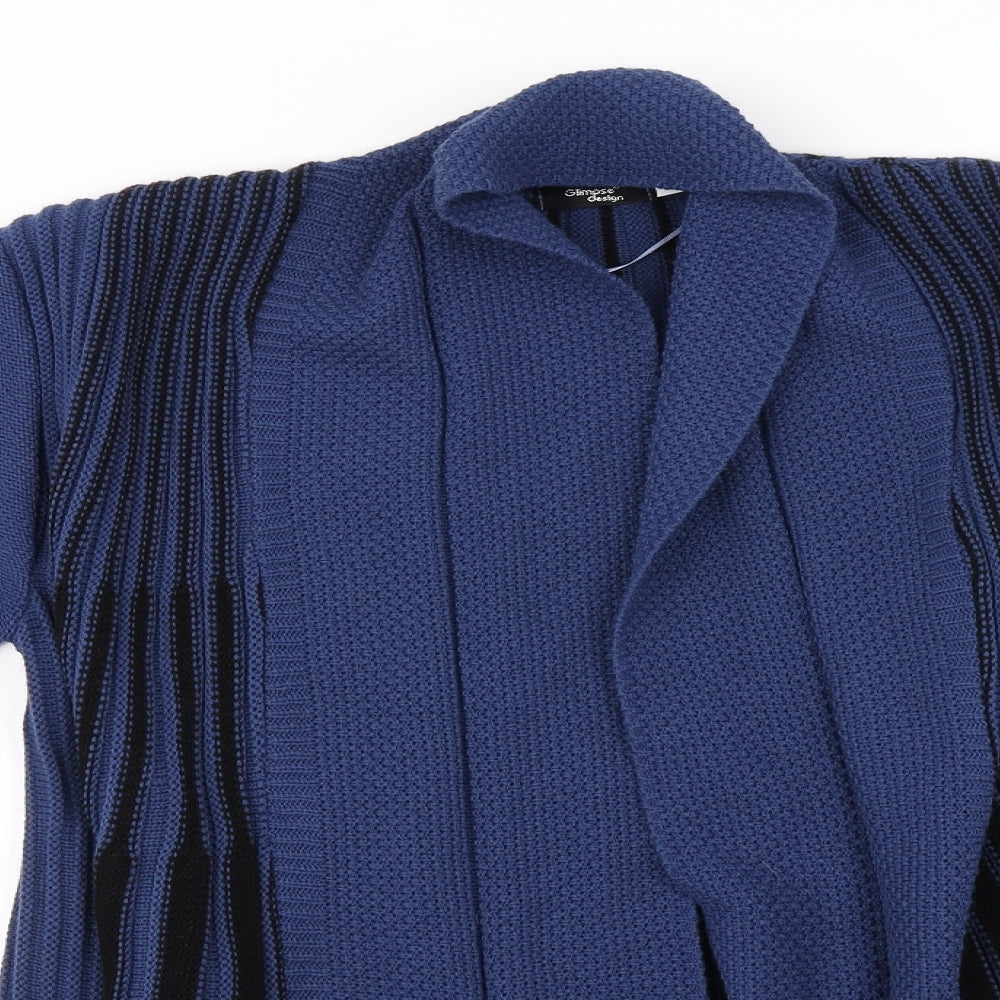 Close-up detail of Glimpse Design women’s blue overcoat coatigan, size S