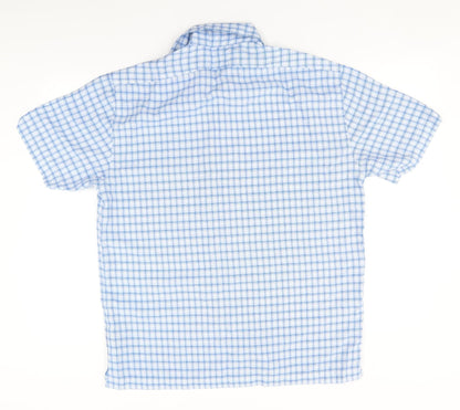 Thomas Brown Mens Blue Plaid Modal  Button-Up Size L Collared