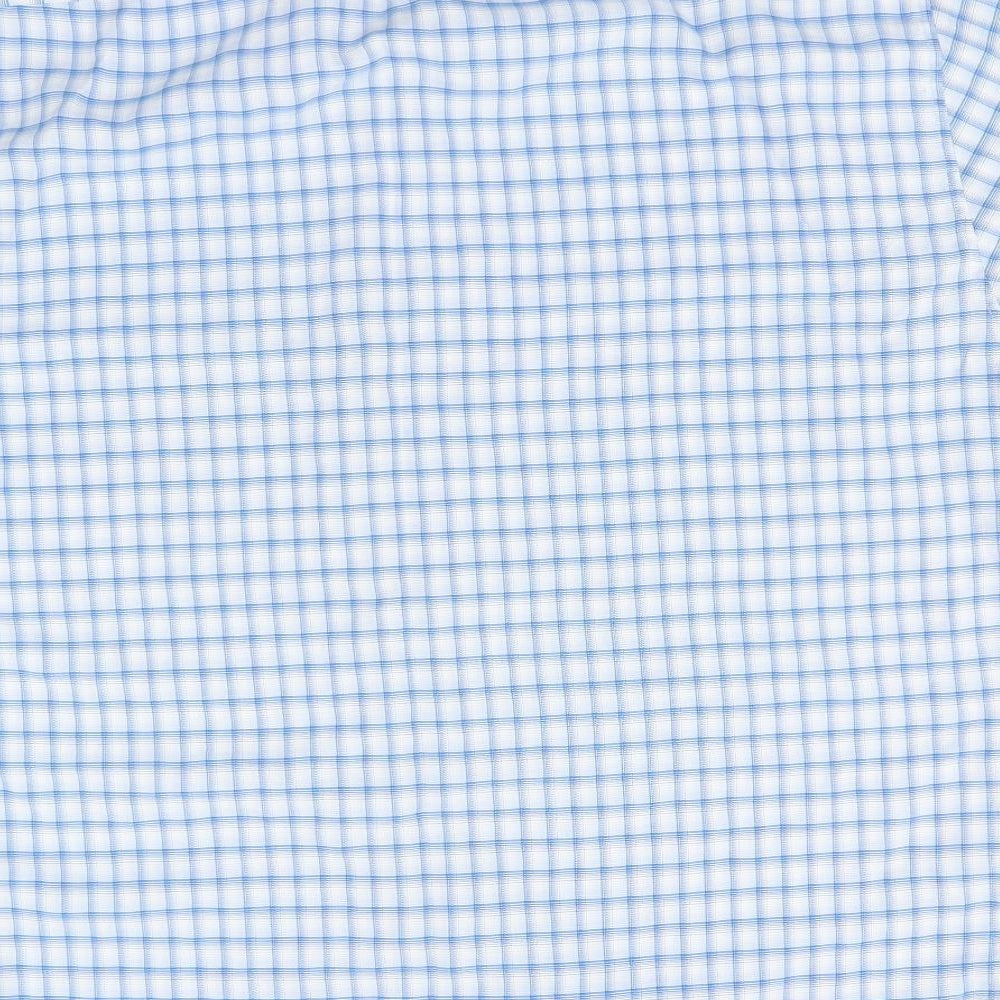 Thomas Brown Mens Blue Plaid Modal  Button-Up Size L Collared