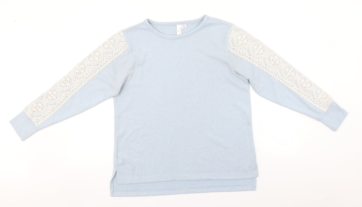 Additional front view of Flora Nikrooz women’s blue round neck cotton jumper, size S