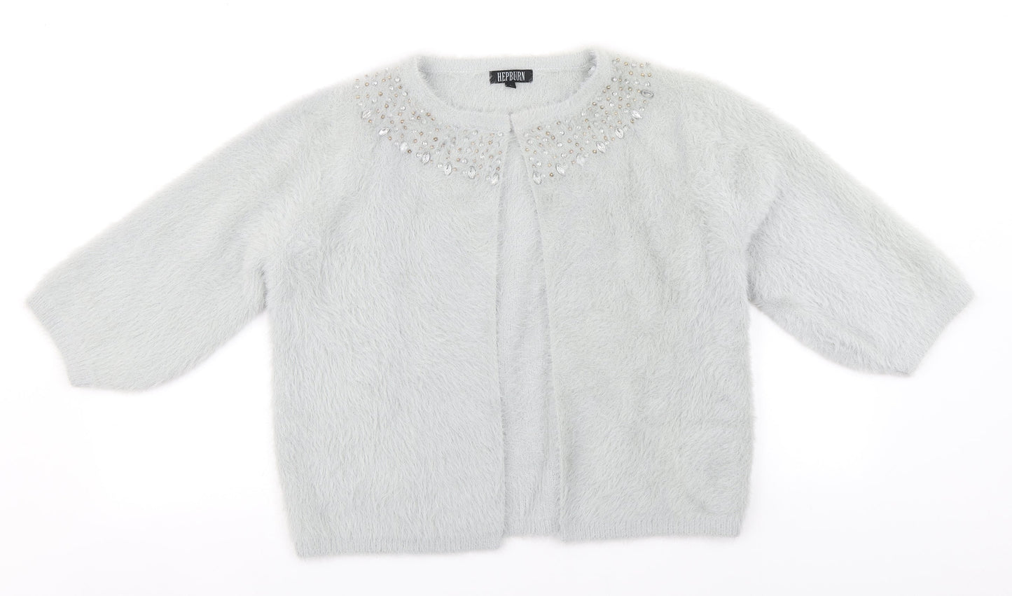 Hepburn Womens Grey Round Neck  Polyamide Cardigan Jumper Size L