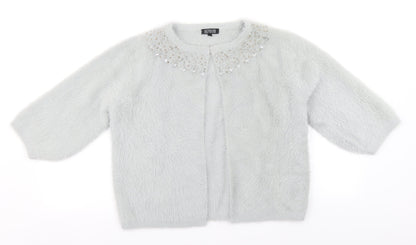 Hepburn Womens Grey Round Neck  Polyamide Cardigan Jumper Size L