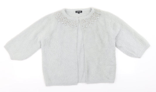 Hepburn Womens Grey Round Neck  Polyamide Cardigan Jumper Size L