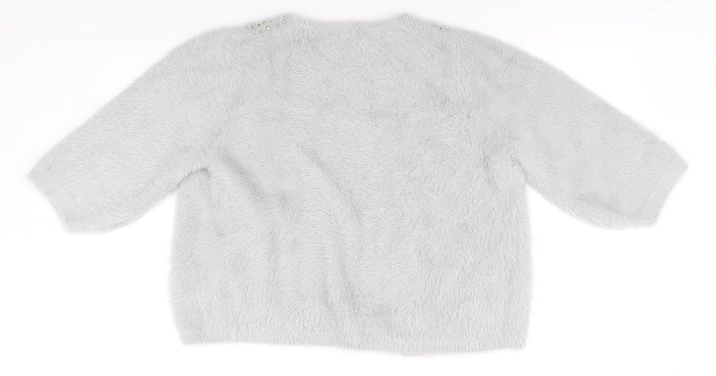 Hepburn Womens Grey Round Neck  Polyamide Cardigan Jumper Size L