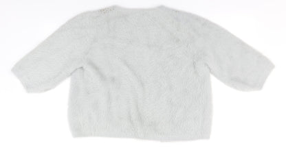 Hepburn Womens Grey Round Neck  Polyamide Cardigan Jumper Size L