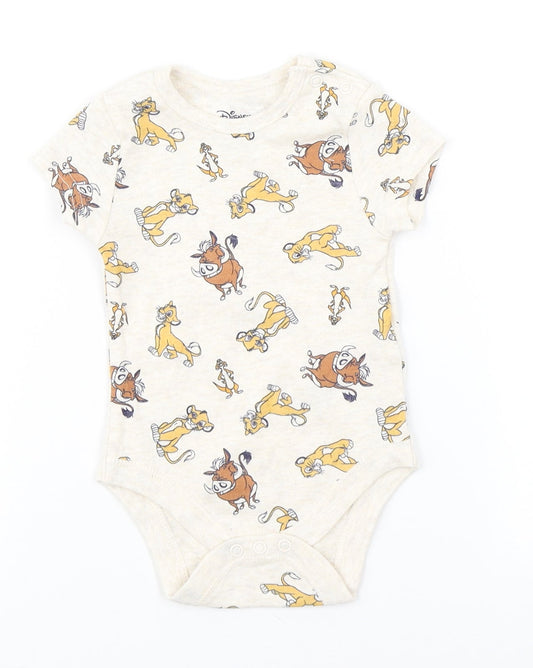 Front view of Disney Baby Ivory Animal Print Cotton Leotard One-Piece, size 6-9, Months - Lion King