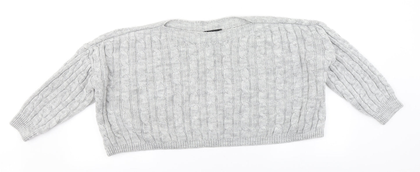 Cameo Womens Grey Round Neck  Acrylic Pullover Jumper Size M