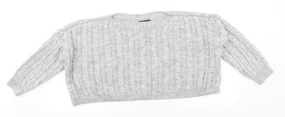 Cameo Womens Grey Round Neck  Acrylic Pullover Jumper Size M