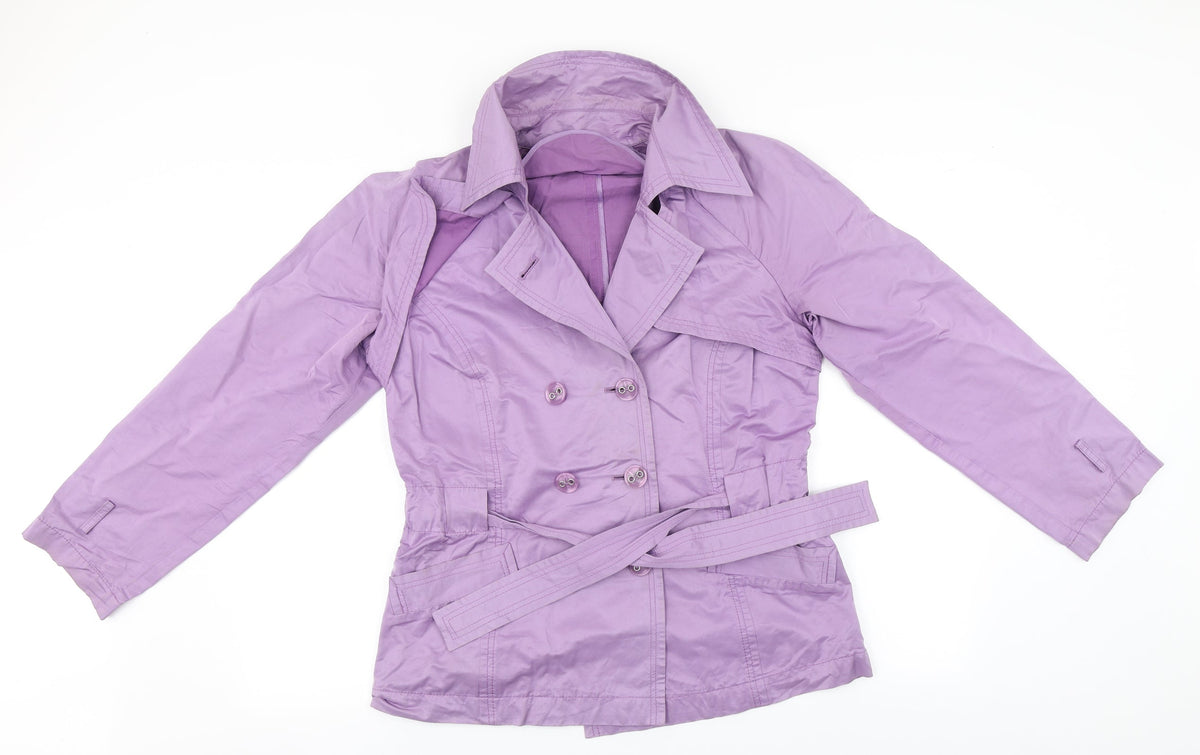 Additional front view of Kapalua women’s blue overcoat jacket, size UK 12