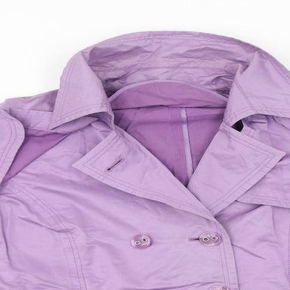 Close-up detail of Kapalua women’s blue overcoat jacket, size UK 12