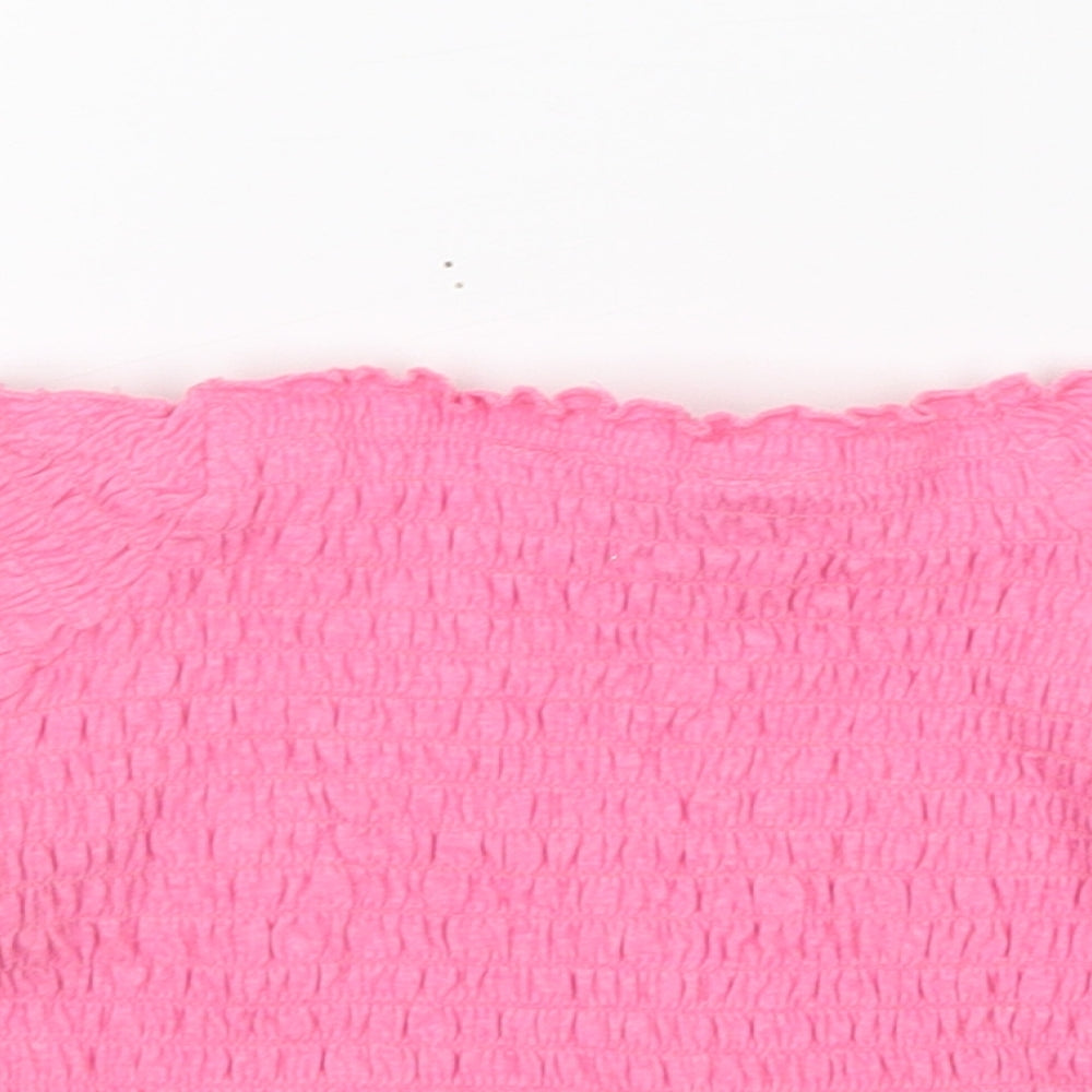 Primark Girls Pink  Polyester Basic Blouse Size 6-7 Years Boat Neck