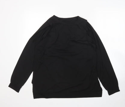 Additional front view of women’s black polyester pullover sweatshirt, size L