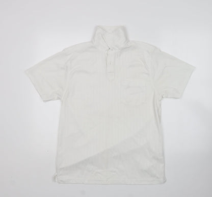 UrbanSpirit Womens White  Polyester Basic Polo Size M Collared