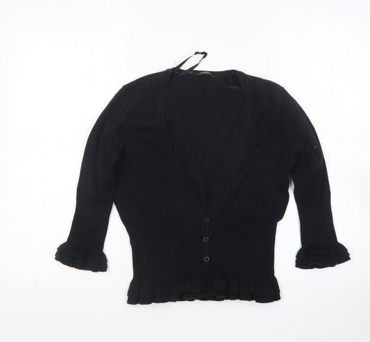 Womens UK Size 10 Star Black Cardigan Jumper