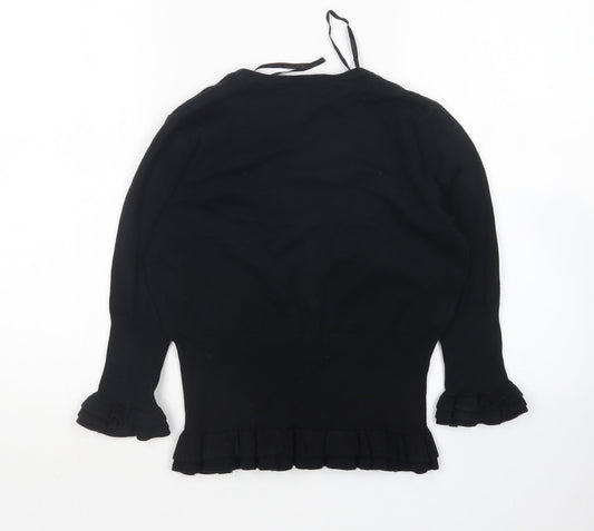 Womens UK Size 10 Star Black Cardigan Jumper