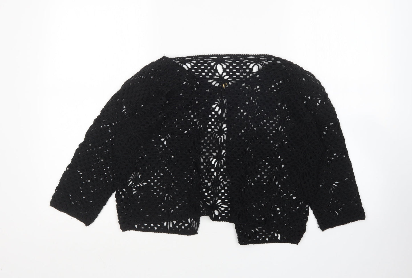 B&W Womens Black Round Neck  Acrylic Cardigan Jumper Size M