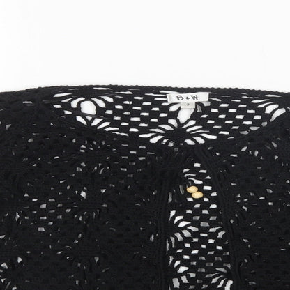 B&W Womens Black Round Neck  Acrylic Cardigan Jumper Size M