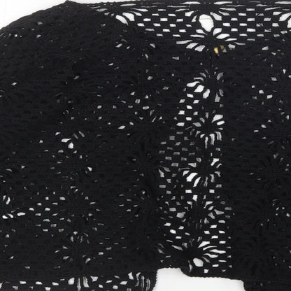 B&W Womens Black Round Neck  Acrylic Cardigan Jumper Size M