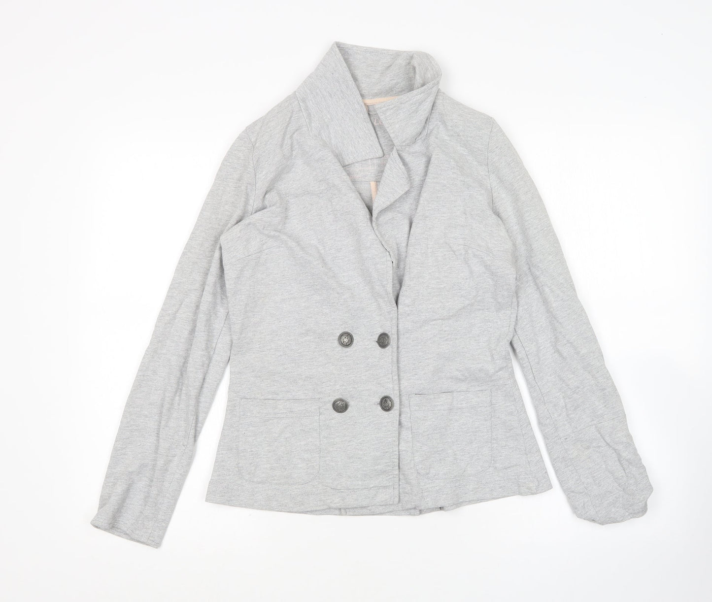 Denim Co Womens Grey V-Neck  Cotton Cardigan Jumper Size 8