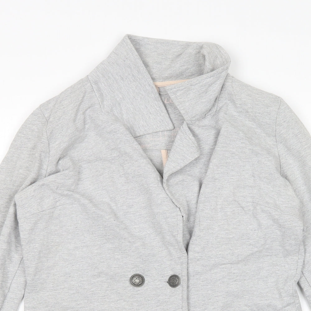 Denim Co Womens Grey V-Neck  Cotton Cardigan Jumper Size 8
