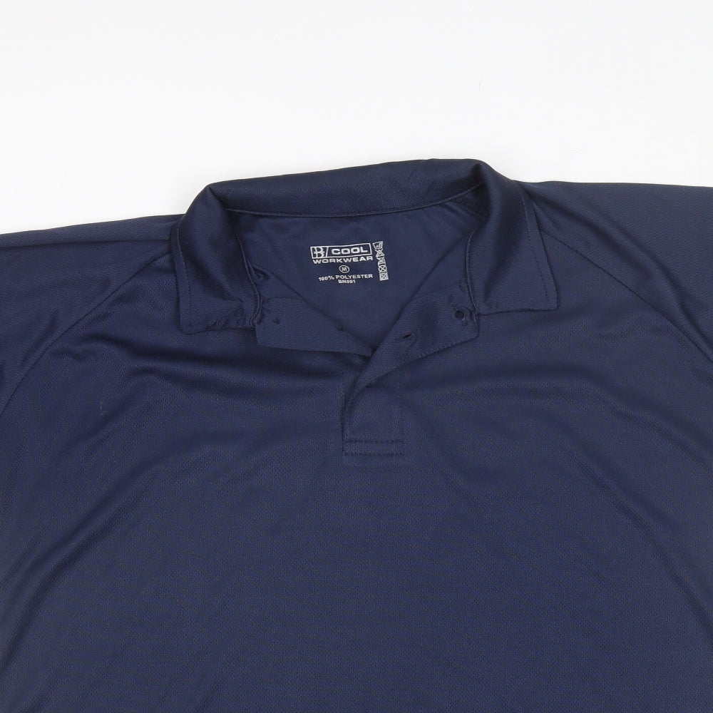 Cool Workwear Mens Blue  Polyester  Polo Size M Collared
