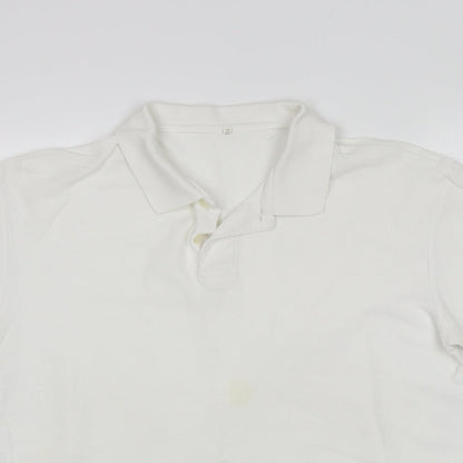 Preworn Mens White  Cotton  Polo Size XL Collared