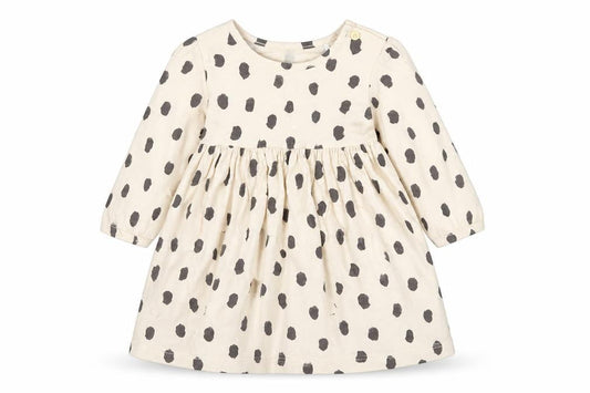 Marks and Spencer Baby Beige Polka Dot Cotton Shift  Size 12-18 Months  Round Neck