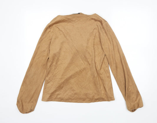 Womens UK Size 8 Missguided Brown Basic Blouse