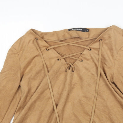 Womens UK Size 8 Missguided Brown Basic Blouse