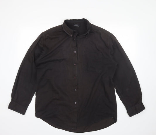 Mens UK Size L Originals Brown  Button-Up Long Sleeve Casual Shirt