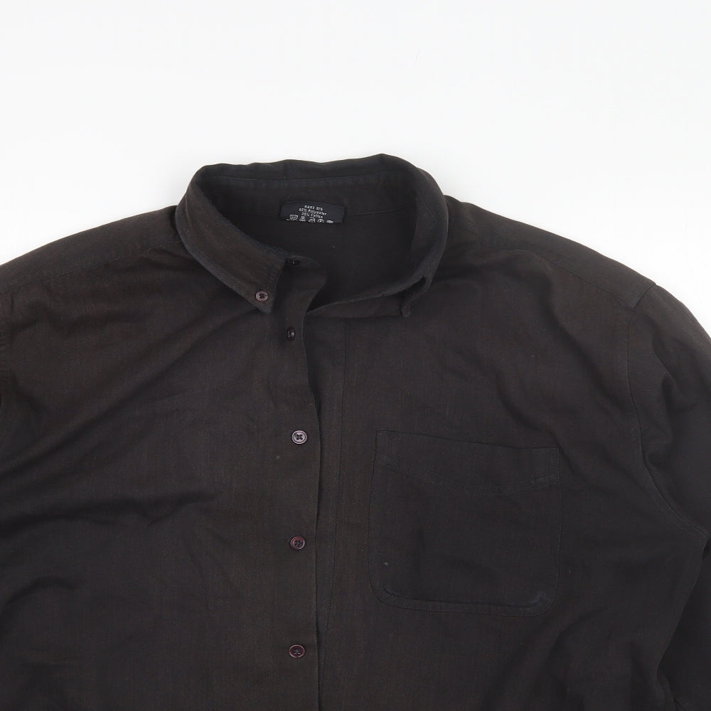 Mens UK Size L Originals Brown  Button-Up Long Sleeve Casual Shirt
