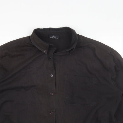 Mens UK Size L Originals Brown  Button-Up Long Sleeve Casual Shirt
