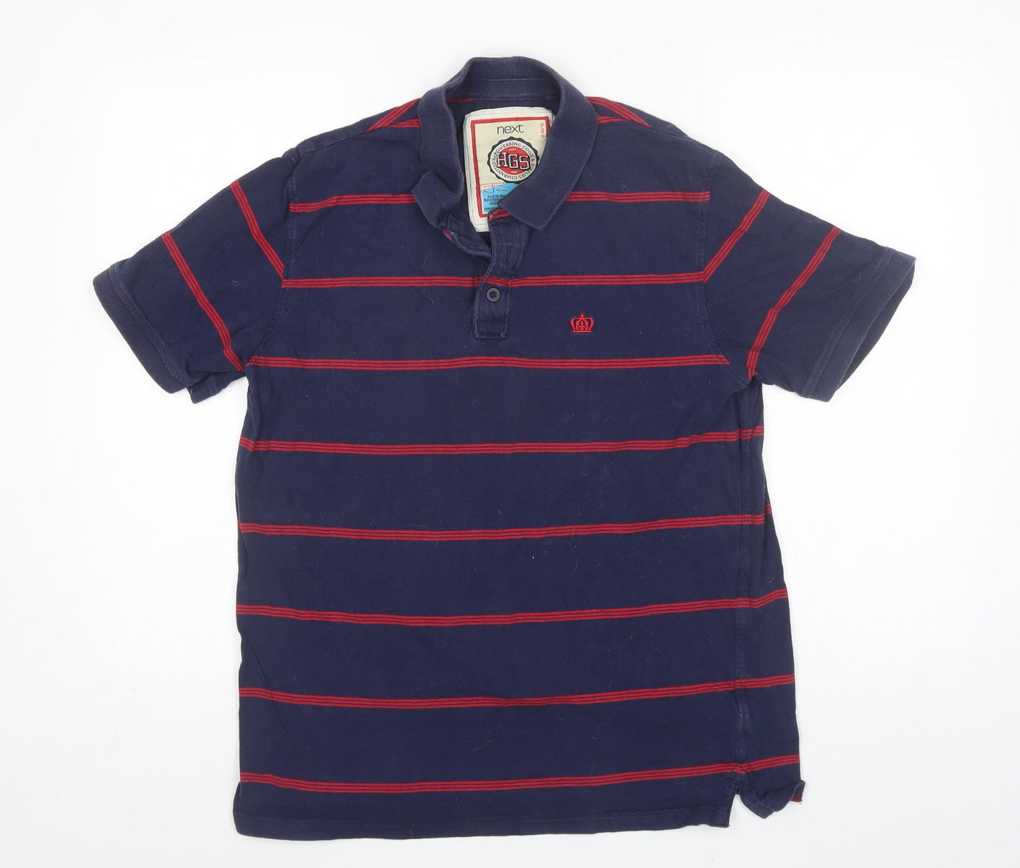 NEXT Mens Blue Striped Cotton  Polo Size L Collared