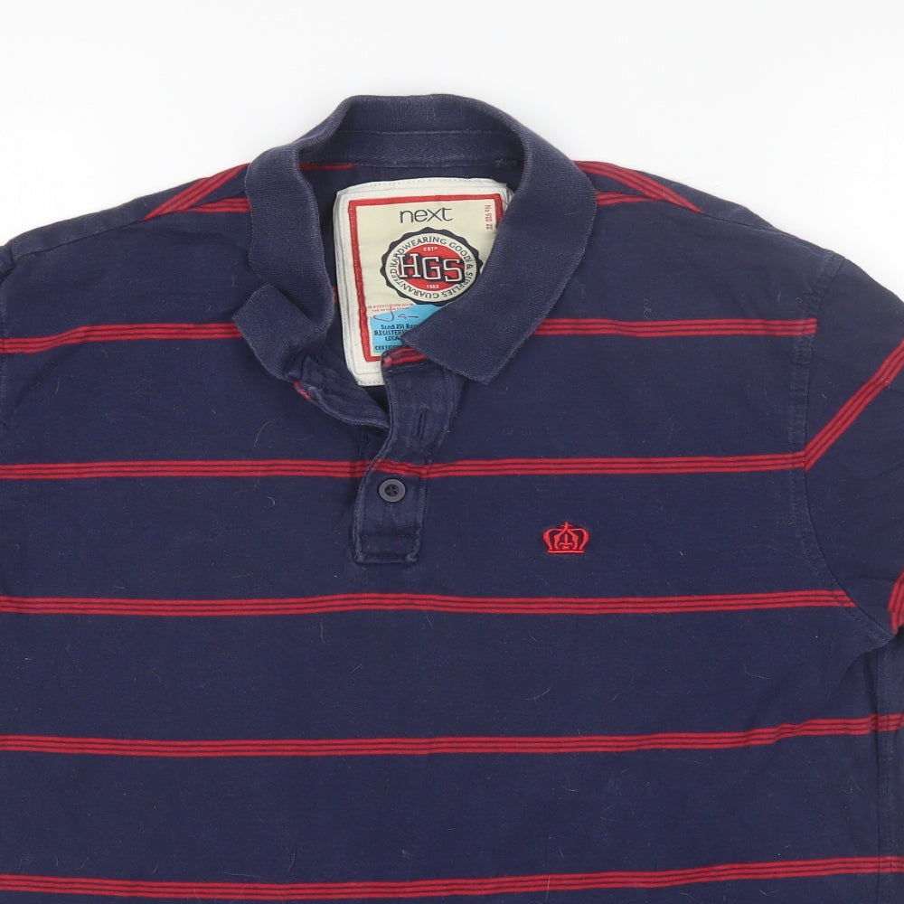 NEXT Mens Blue Striped Cotton  Polo Size L Collared