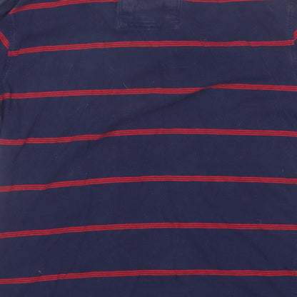 NEXT Mens Blue Striped Cotton  Polo Size L Collared
