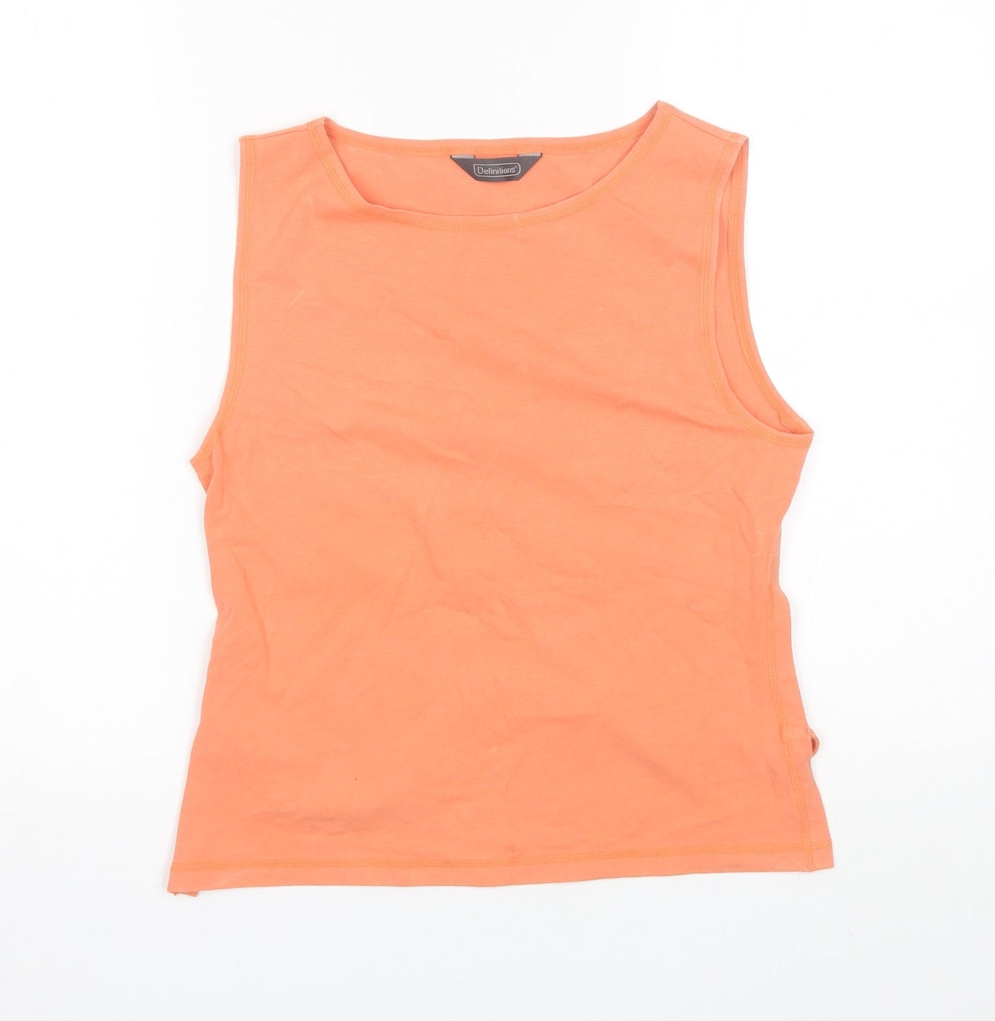 Definitions Womens Orange  Cotton Basic Tank Size 14 Round Neck