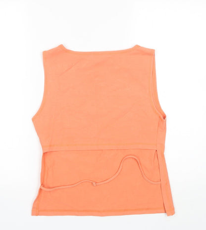 Definitions Womens Orange  Cotton Basic Tank Size 14 Round Neck