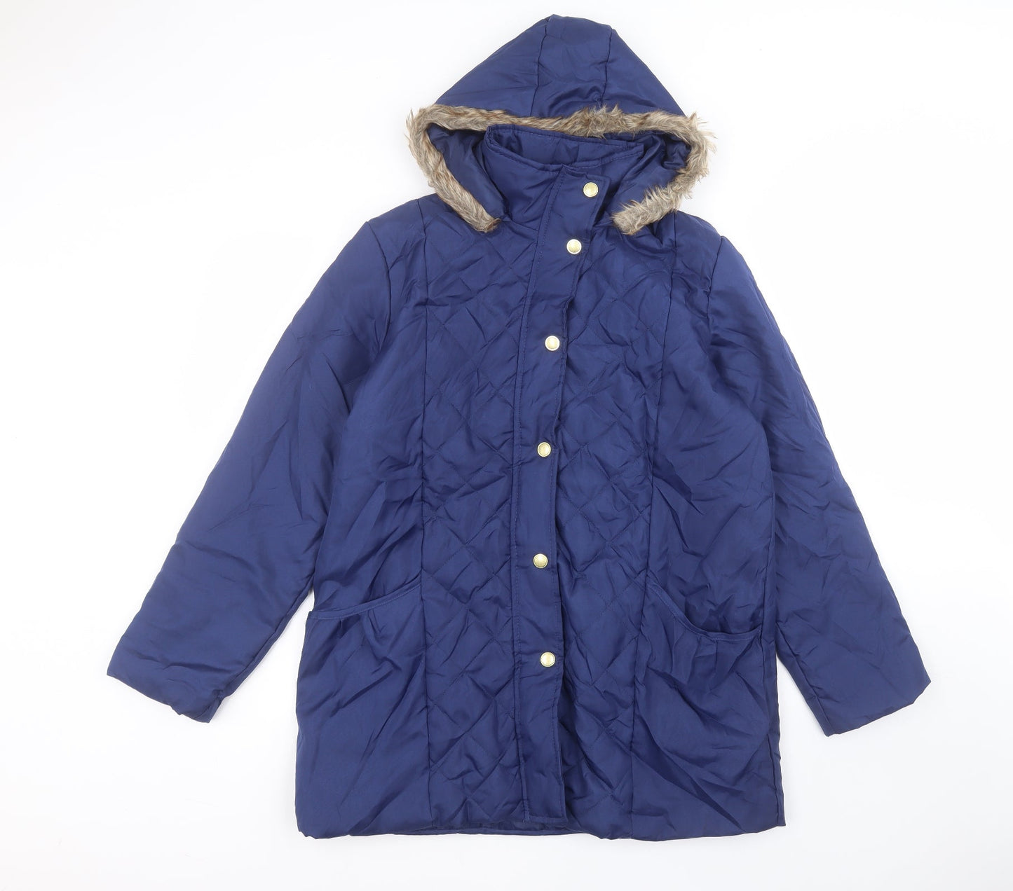Womens UK Size S anne de lancay Blue Parka Coat