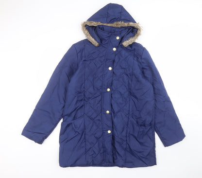 Womens UK Size S anne de lancay Blue Parka Coat