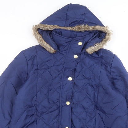 Womens UK Size S anne de lancay Blue Parka Coat