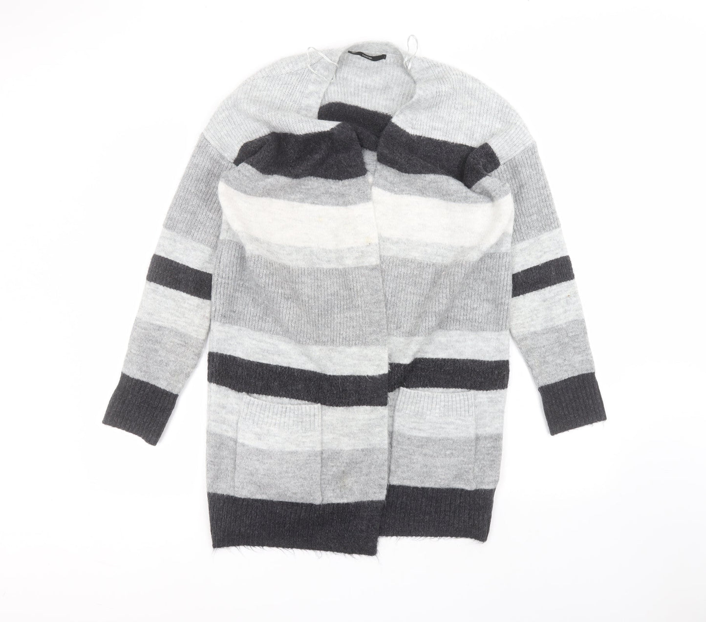 George Womens Grey Striped  Jacket Coatigan Size S