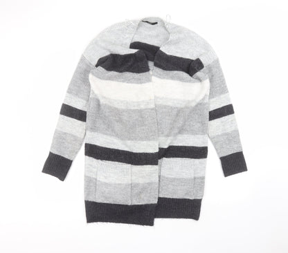 George Womens Grey Striped  Jacket Coatigan Size S