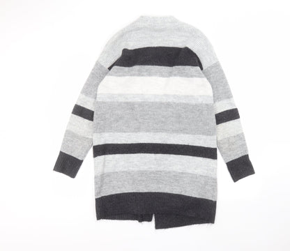 George Womens Grey Striped  Jacket Coatigan Size S