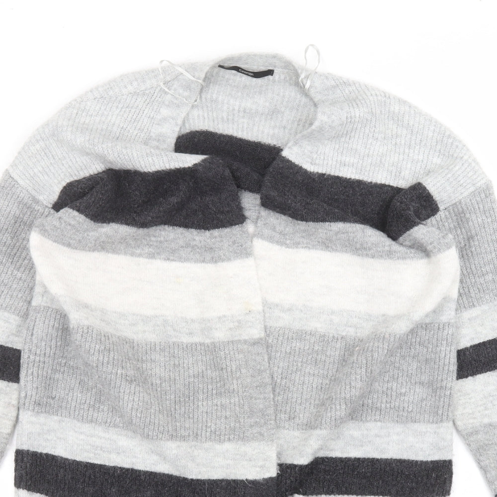 George Womens Grey Striped  Jacket Coatigan Size S