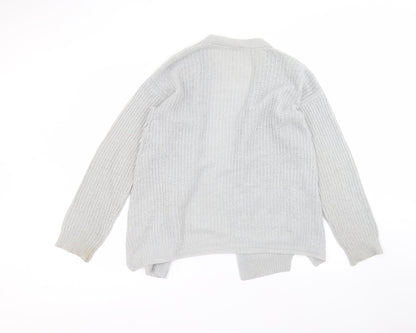 F&F Girls Grey V-Neck  Acrylic Cardigan Jumper Size 13-14 Years