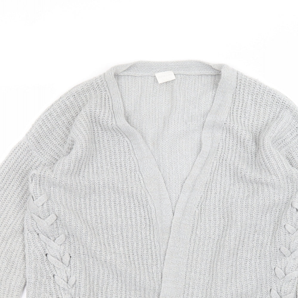 F&F Girls Grey V-Neck  Acrylic Cardigan Jumper Size 13-14 Years